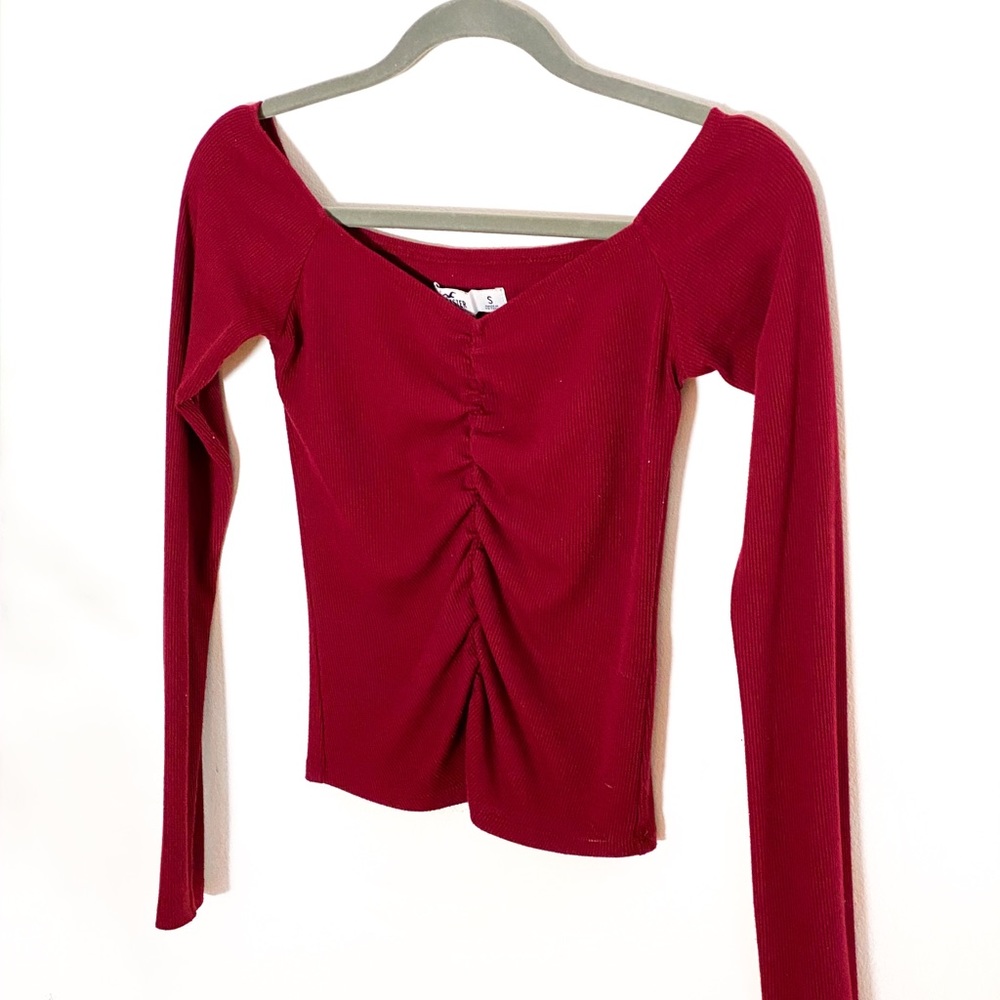 Red Off the shoulder long sleeve